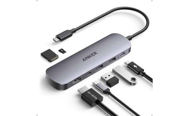 Anker USB C Hub, 7in1 Multi-Port USB Adapter for Laptop/Mac, 4K@60Hz USB C to HDMI Splitter, 85W Max PD, 2 USB 3.0 & 1 USBC Data Ports, SD/TF Card Reader, for Type C Devices (Charger Not Included)
